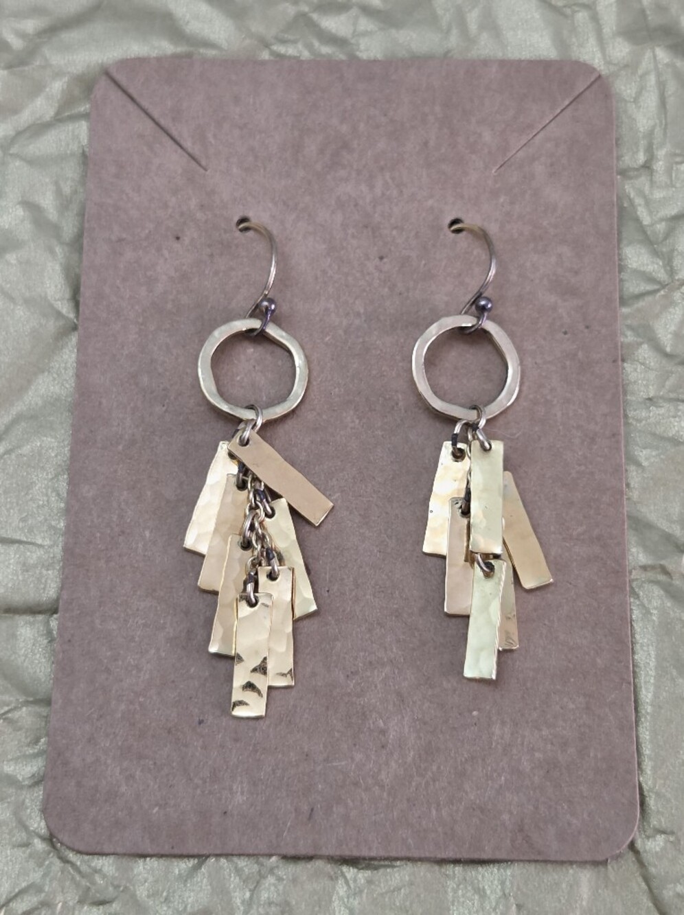 Vintage Holly Yashi Hammered Fringe Dangle Earrings